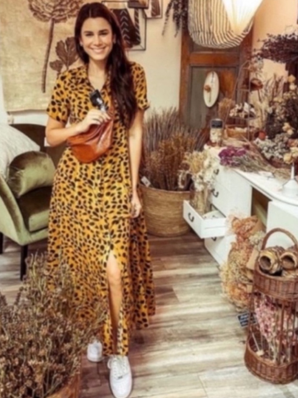 Anthropologie Porridge Vianne Leopard Maxi ShirtDress Orange 8 NWT - Picture 6 of 7
